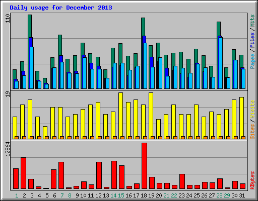 Daily usage for December 2013