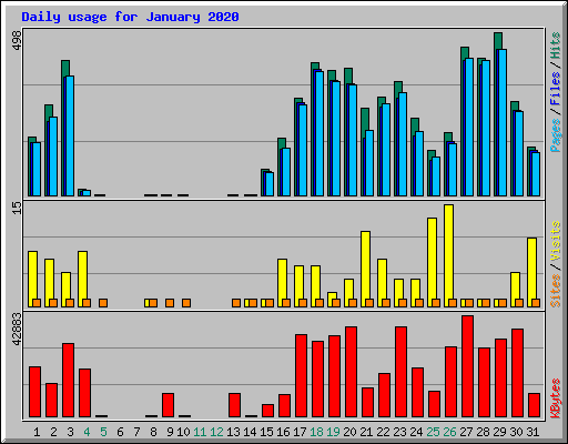 Daily usage for January 2020