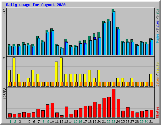 Daily usage for August 2020