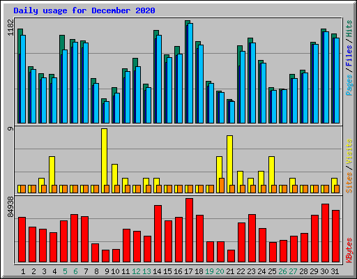 Daily usage for December 2020