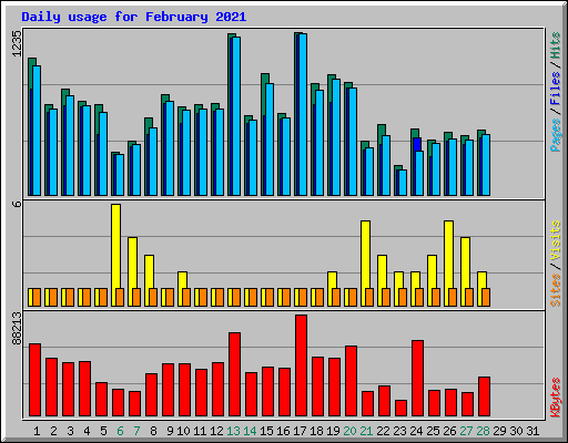 Daily usage for February 2021