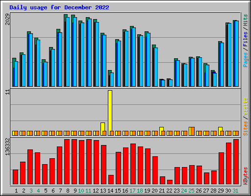 Daily usage for December 2022