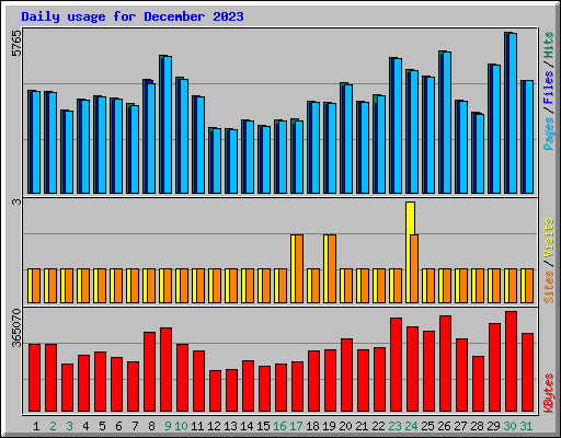 Daily usage for December 2023