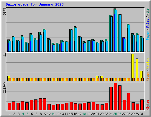 Daily usage for January 2025