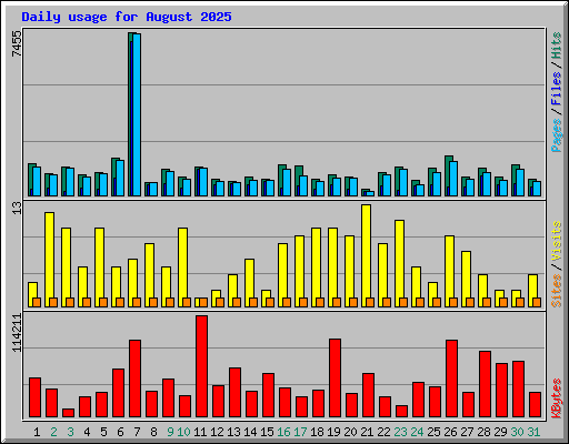 Daily usage for August 2025
