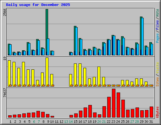 Daily usage for December 2025