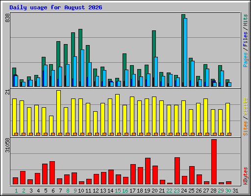 Daily usage for August 2026